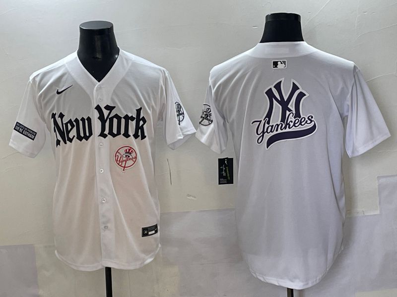 Men 2025 New York Yankees Blank White Five generations Joint Name Nike MLB Jersey style 66